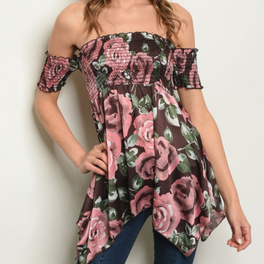 BROWN FLORAL TOP